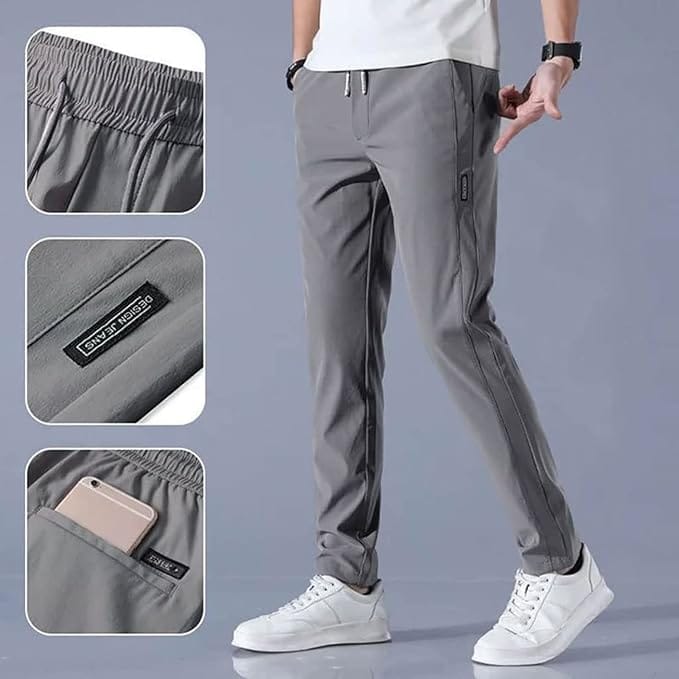 Combo of 2 Men's Sports Regular Fit Lycra Track Pants (Pack of 2) Men's Lycra Daily Wear TrackPants - Buy 1 Get 1 Free (Black + Grey)